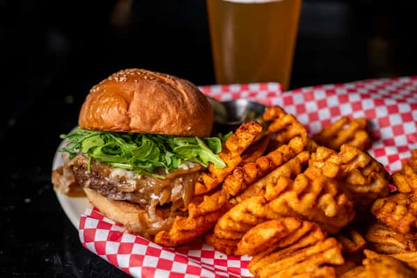 Maxie's Burger with Cajun fries