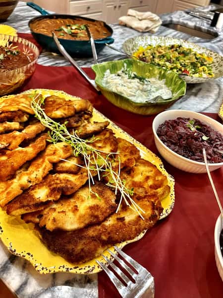 schnitzel and sides