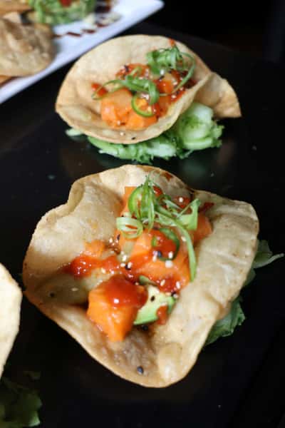 Spicy Salmon Tostada