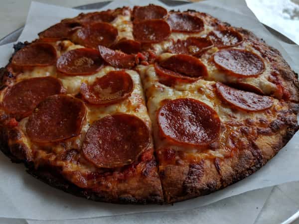 Keto crust pepperoni pizza