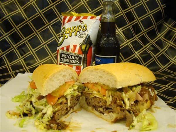 Sandwiches with soda and potato chips