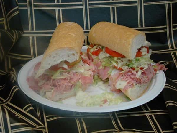 Ham sandwich with lettuce and tomato
