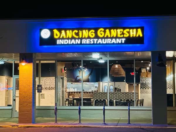 Exterior of restaurant at night
