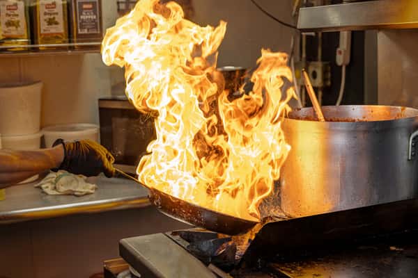 cooking with large flame