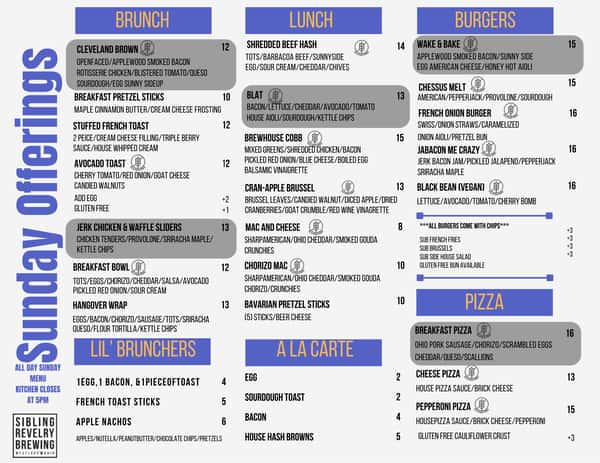 Our newest Sunday Menu!