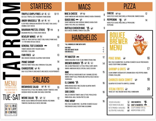 Taproom Menu