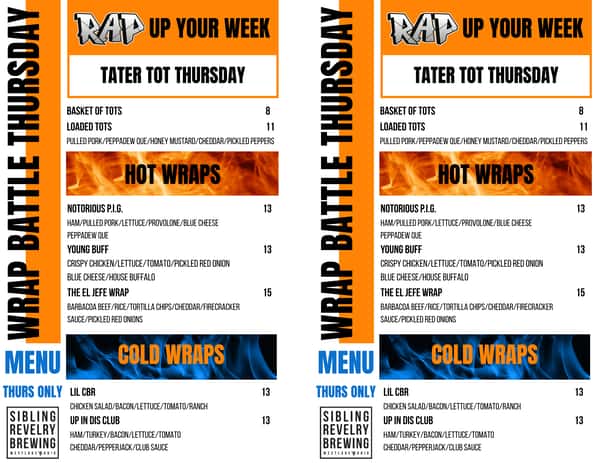 Newest Thursday Special Menu!