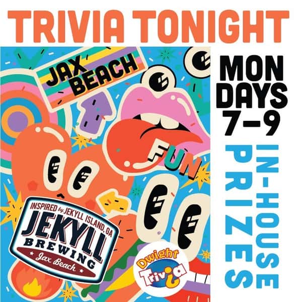 JAX BEACH #JEKYLLHEADS! Do you LOVE trivia? Come by TONIGHT and test your knowledge of POP CULTURE! Bring your friends and have some fun. #jekyllbrewing #trivianight #jaxbeach