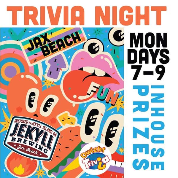 Attention JAX BEACH #JEKYLLHEADS! Do you know trivia? Come by on Monday Nights and test your knowledge of POP CULTURE! Bring your friends and have some fun. #jekyllbrewing #trivianight #jaxbeach