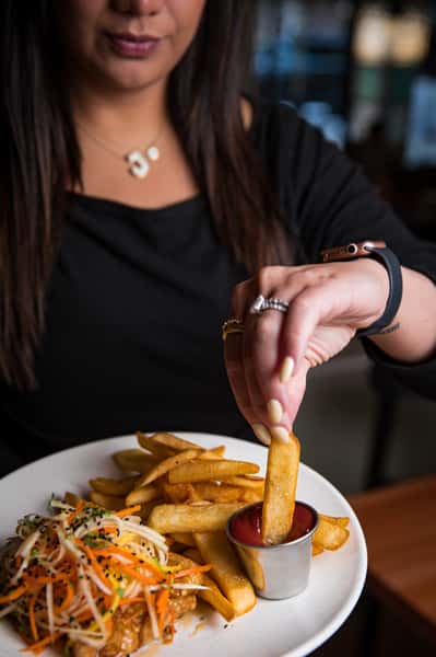 person eating potato