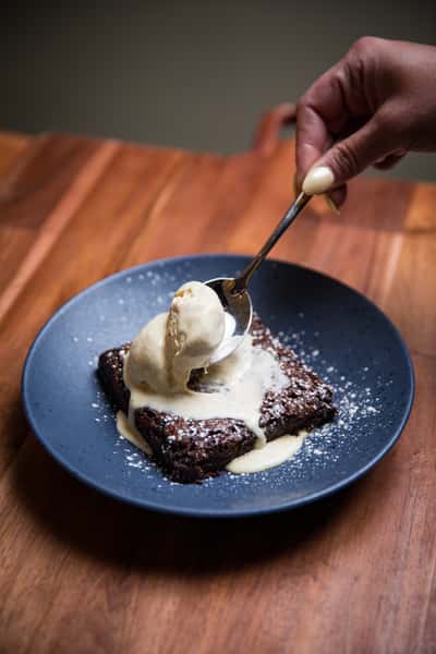 Brownie and ice cream