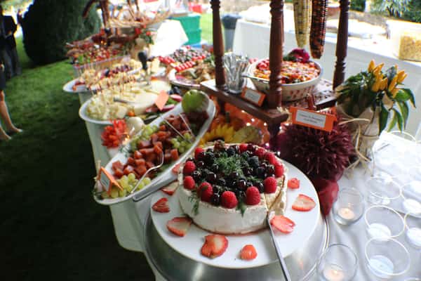table with catered food