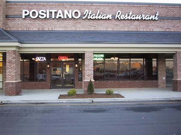 exterior front entrance to positano italian restaurant