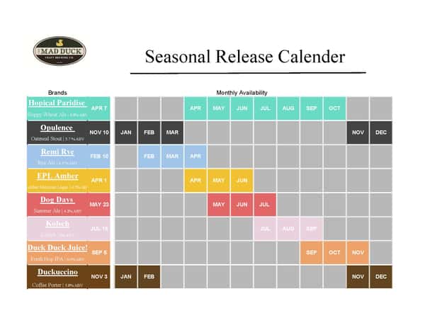 2025 Seasonal release calendar