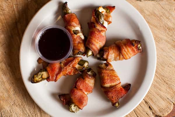 Bacon Wrapped, Cheese-filled Jalapenos