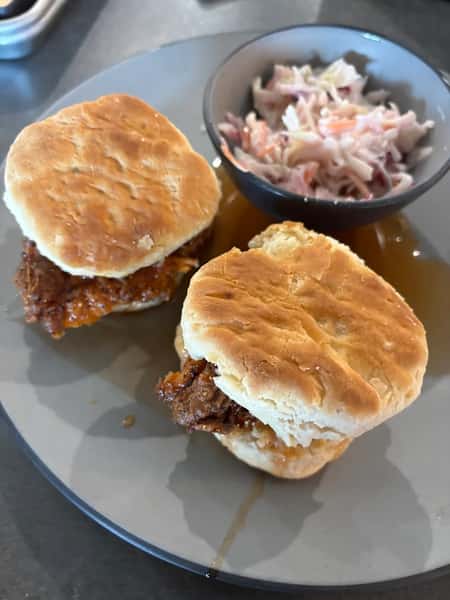 Hot Honey Chicken Biscuit Sliders, Sunday brunch