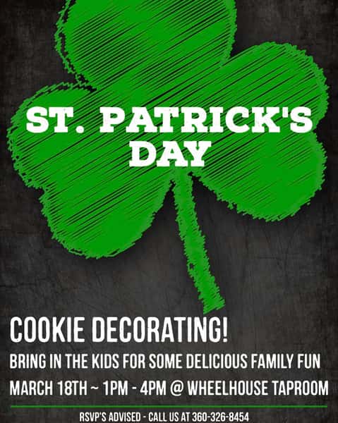 Looking for St Patrick plans that the WHOLE FAMILY can join in on?! 

Join us for our Cookie Decorating party! Held here at Wheelhouse. Stop by anytime this Saturday from 1-4pm. We’re decorating Shamrocks 🍀🍀🍀

Cookie Decoration: 3 blank sugar cookies + all the decorations imaginable for $10

#cookieparty #saintpatricksday #wheelhousetaproom