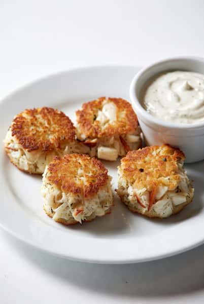 Mini Crab Cakes with Dill Dip (24)