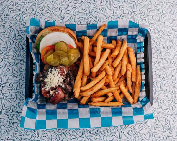 Mushroom Bacon Bleu Burger