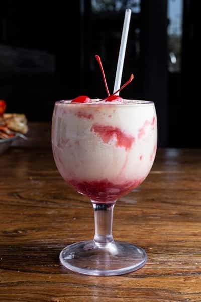 strawberry milk shake with cherries