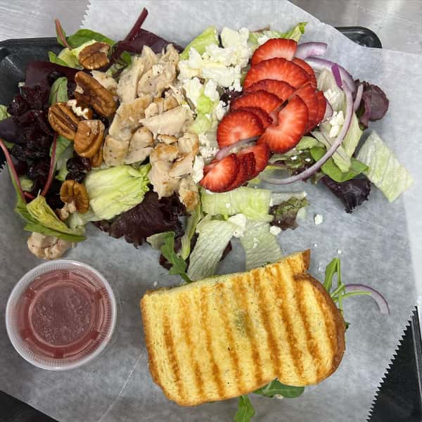 fresh salad and grilled sandwich