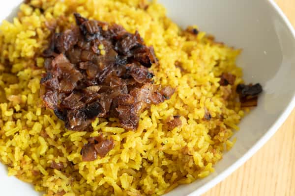 Turmeric Rice With Caramelized Onions