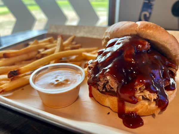 burger w BBQ sauce