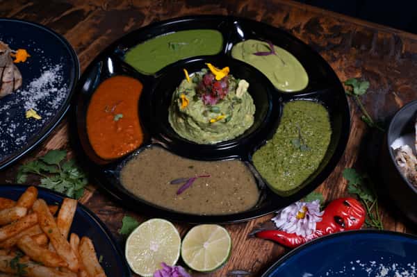 Salsa Flight Chips and Guac