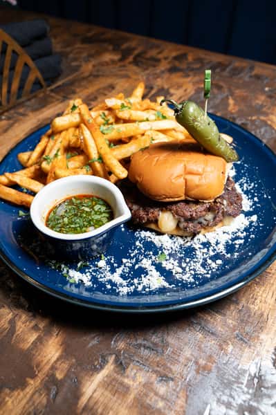 burger and fries