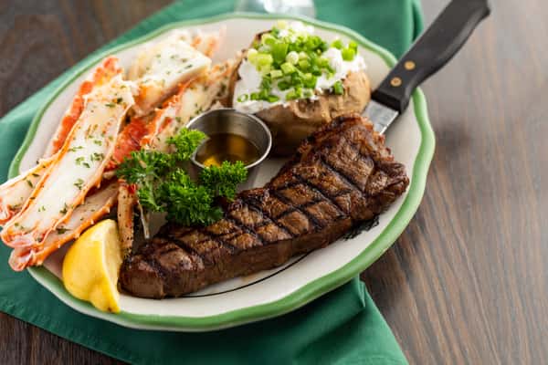 NY Steak & Alaskan Crab Legs Dinner Menu Old Tony's