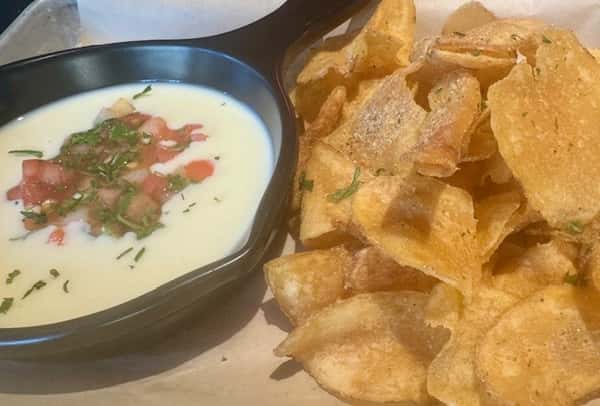 Queso Dip with kettle chips