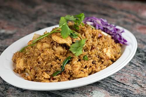 Fried rice with chili pepper, onion, basil, & egg With your choice of meat.