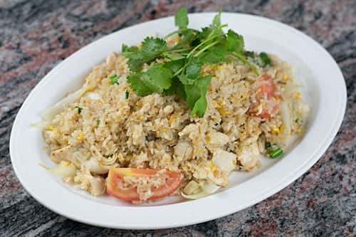 Fried rice with egg, onion, tomato, & your choice of meat.