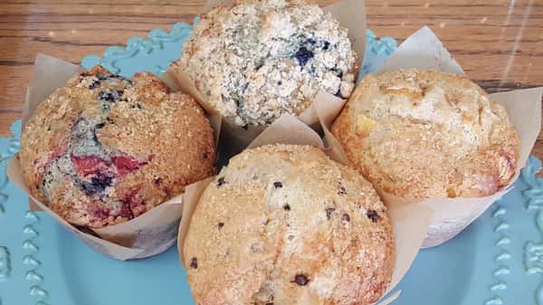 Close up of four muffins