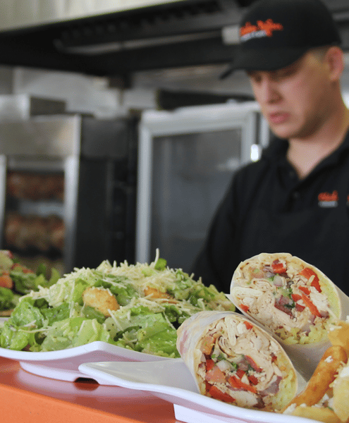 chicken dijon mediterranean salads and rotisserie chicken wraps
