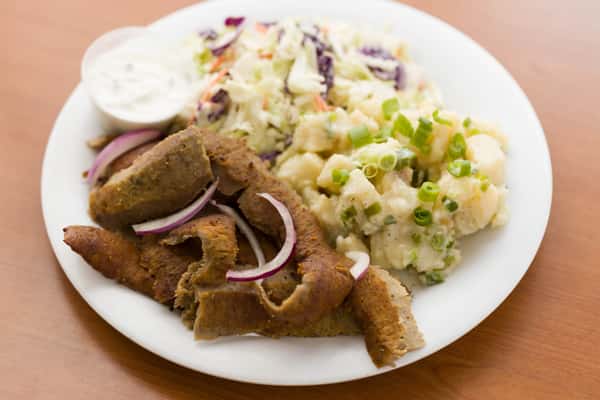 gyro plate at chicken dijon in el segunado and renondo beach, ca