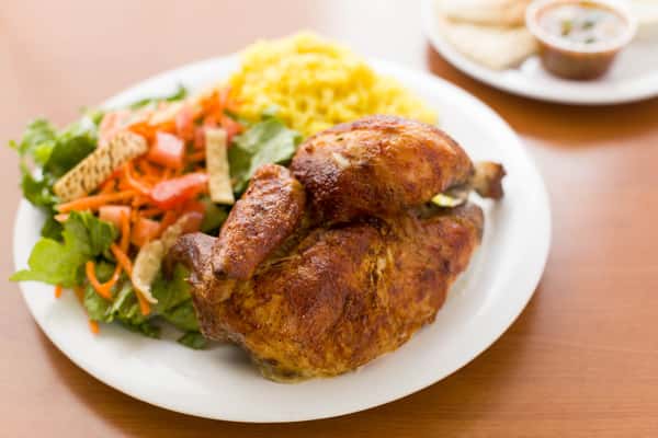half chicken plate at chicken dijon in el segunado and renondo beach, ca