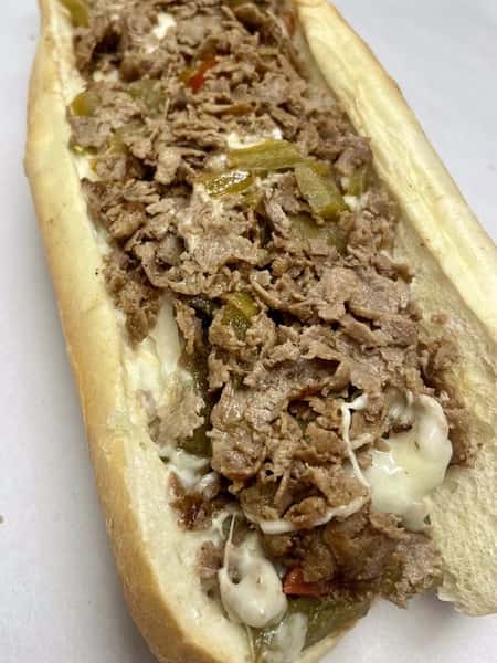 12oz thinly sliced Sirloin sauteed with Green Peppers and Onions and melted Provolone. Perfect as is or with your choice of toppings.
