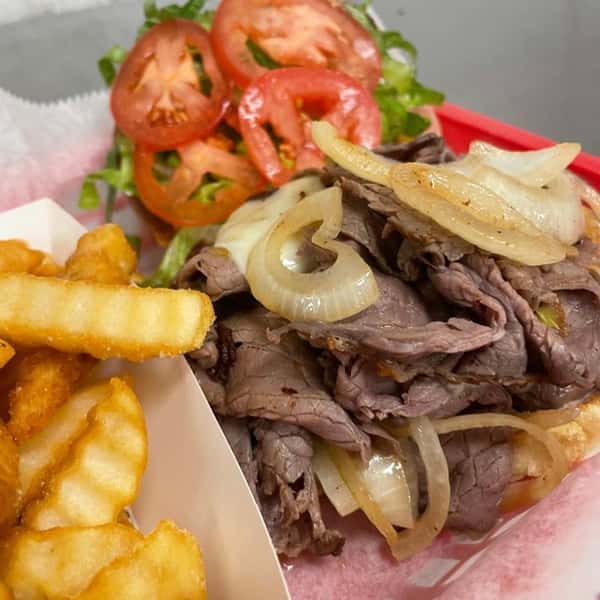 Sliced to order London Broil sauteed and served on a lightly toasted Brioch Bun with your choice or toppings.
