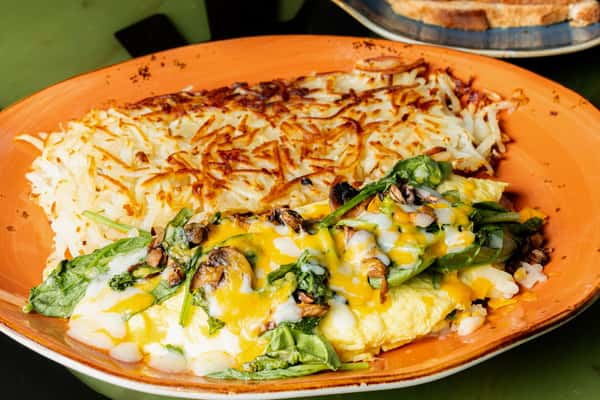 Spinach, Mushroom and Cheese Omelette