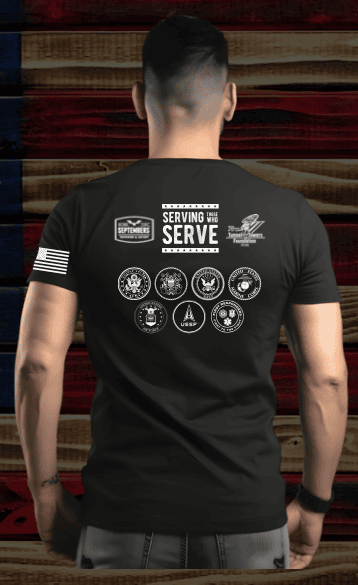 serving those who serve t shirt on model