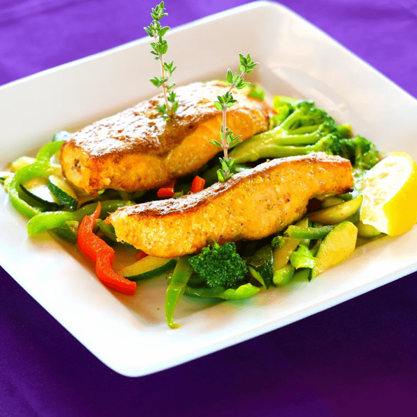 salmon and vegetables