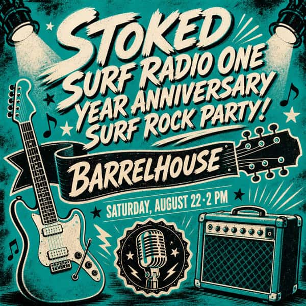 🎶🎸🌊Stoked Surf Radio One Year Anniversary Surf Rock Party!

Get ready to ride the wave at BarrelHouse THIS SATURDAY! Join us on Saturday, August 22nd at 2pm for a full day of surf rock madness! We've got killer surf rock vibes lined up with Ninth Wave, The Aquatudes, The Serf Blasters, and The Sandbanks bringing their signature sounds. This isn't just any party—it's a surf rock extravaganza you won't want to miss!! Grab your friends and head to the house for a day of unforgettable music and good vibes!

#SurfRockParty #KillingworthCT #BarrelHouseFun