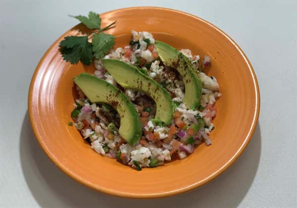 Ceviche de Camaron: Shrimp cooked in lime juice, with pico de gallo