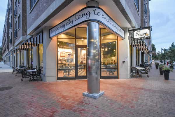 Entrance to the Sassy Biscuit brunch restaurant in Dover, NH