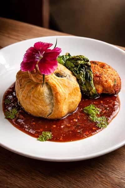 Pastry in a sauce