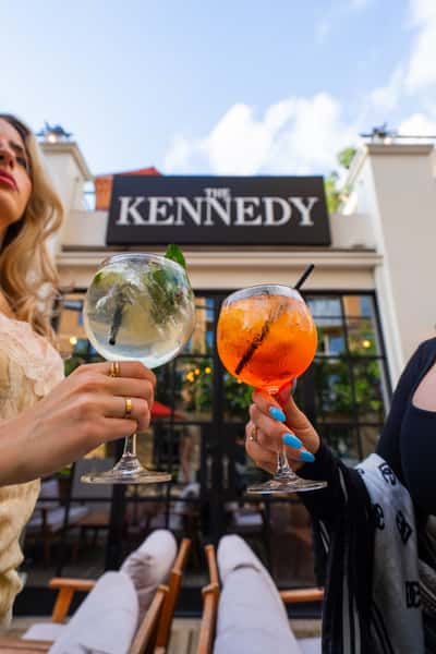 Iconic Kennedy restaurant signage marking the entrance to this celebrated venue
