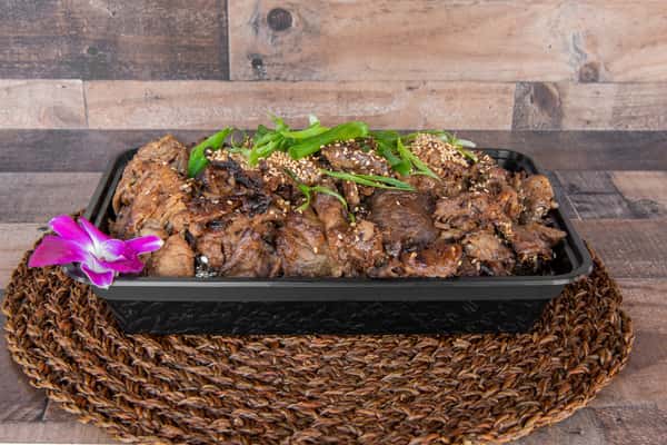 Teriyaki beef ohana catering tray at Kalei's Kitchenette Hawaiian restaurant, San Diego
