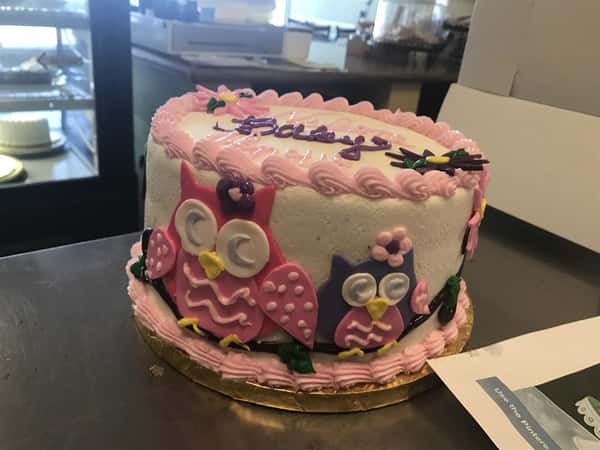 Owl themed birthday cake