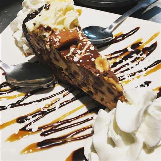 slice of chocolate pie with syrup